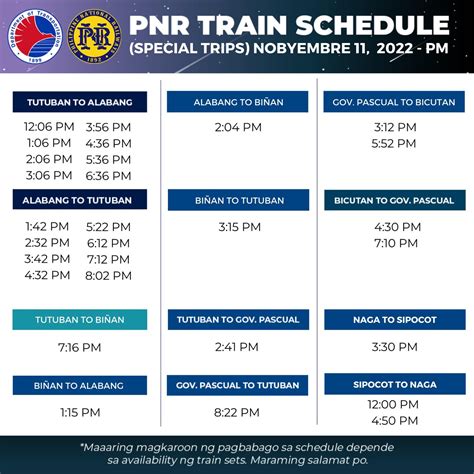 PNR GovPH On Twitter PAUNAWA Ngayong Hapon Ng Nobyembre 11 2022