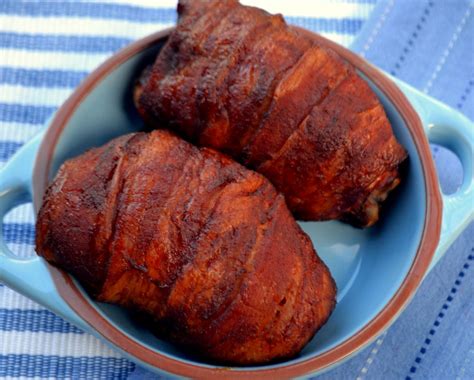 Smoked Chicken Thighs Wrapped In Bacon