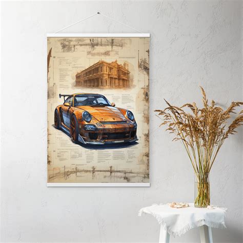 Porsche 911 Gt3 Rs Blueprint Poster Etsy