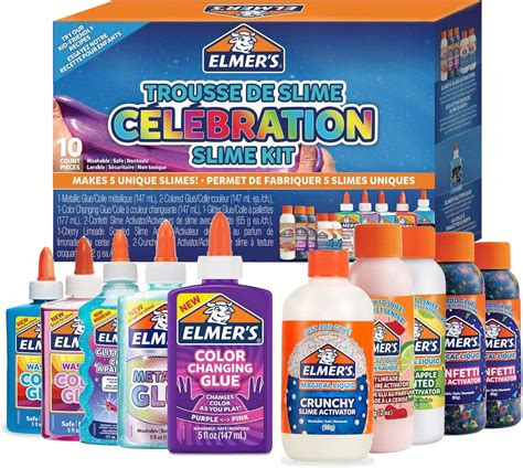 Elmer S Celebration Slime Kit 10 Piece All In One Kit Mix And Match To Create 20 Different