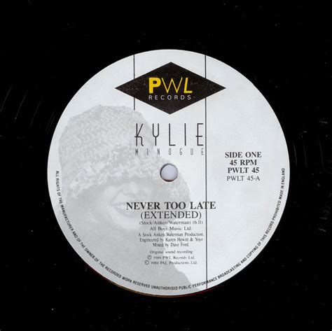 Kylie Minogue - Never Too Late - Vinyl Pussycat Records