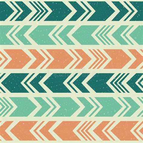 Aztec Seamless Pattern On Hot Color With Arrow Stock Illustration