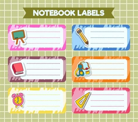 Premium Vector Vector Notebook Labels Icons Of School Subjects