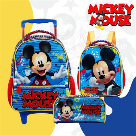 Kit Mochila Escolar De Carrinho Mickey Mouse Xeryus Shopee Brasil