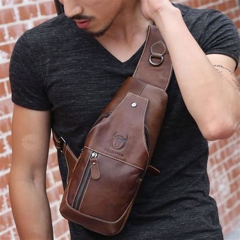 Sac De Poitrine Homme Charminer Sac R Tro En Bandouli Re En Cuir Vntage