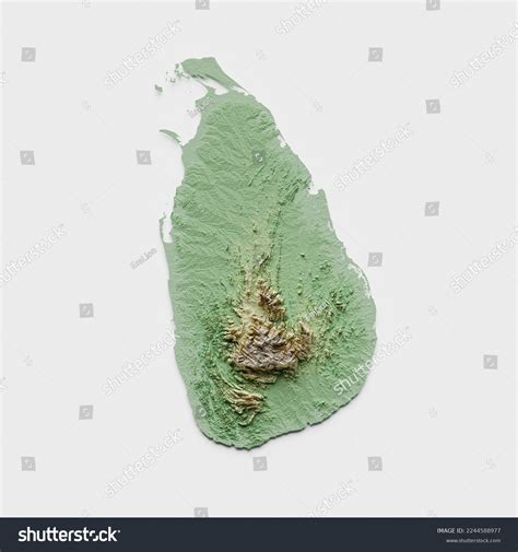 Sri Lanka Topographic Relief Map 3d Stock Illustration 2244588977