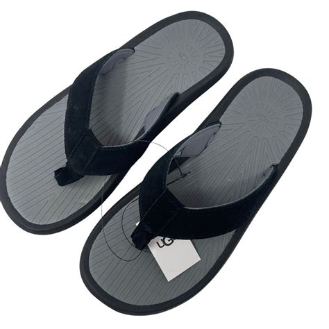 Ugg Mens Size 11 Brookside Ii Flip Flop Sandals Black Nwt En 2024