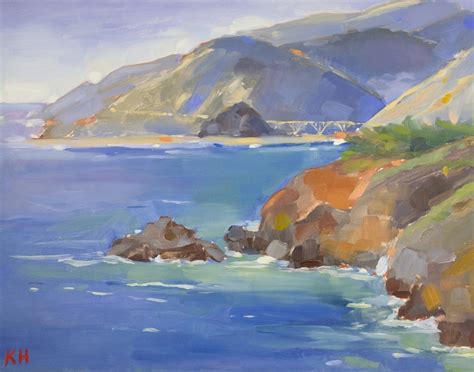 Original Oil Painting Coastal Scene on Flat Wood Panel: Big Sur Road ...