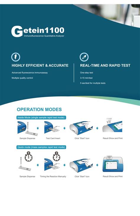 Semi Automatic Immunoassay Getein 1100 Immunofluorescence Analyzer For