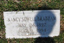 Nancy Lee Sowell Brabham M Morial Find A Grave