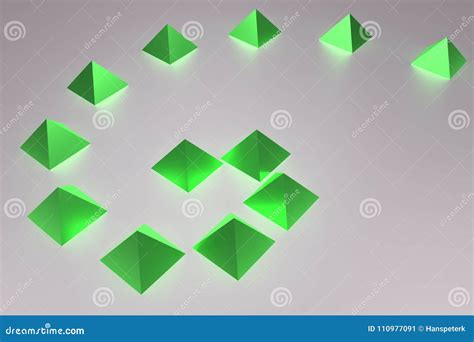 Illustration 3d Des Pyramides Vertes Brillantes Illustration Stock