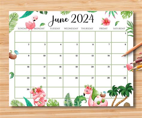 Cute Printable June 2024 Calendar Carla Cosette