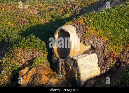 Industrial Effluent Pipeline Discharging Liquid Industrial Waste Into