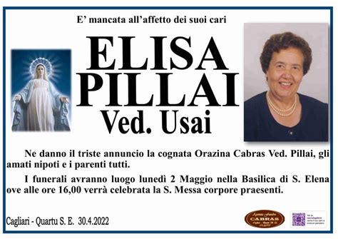 Funerali E Annunci Funebri A Quartu Sant Elena Elisa Pillai Funer24