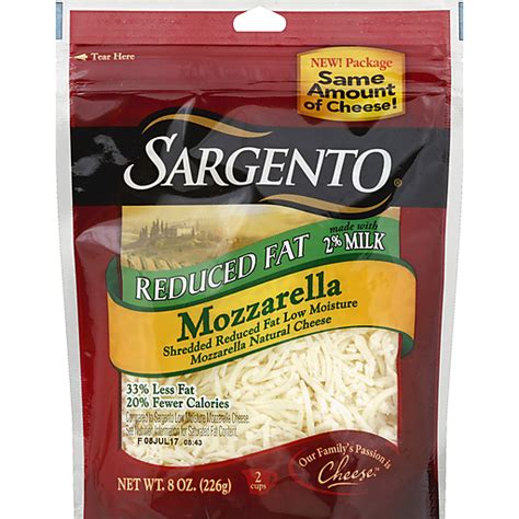 Sargento Reduced Fat Mozzarella Shredded Cheese Oz Bag Packaged