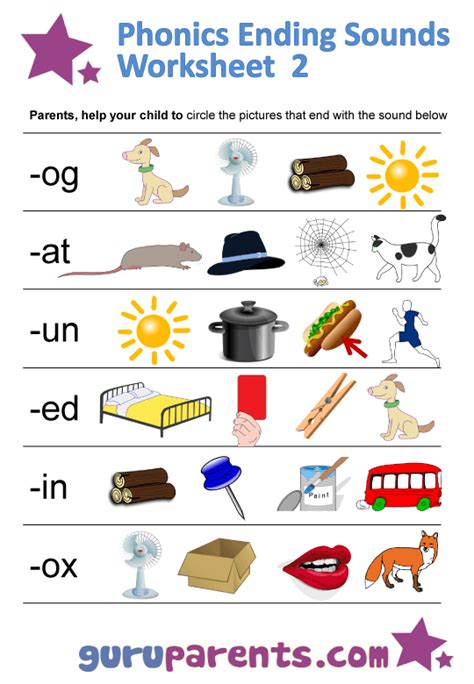 Phonics Ending Sounds Worksheets