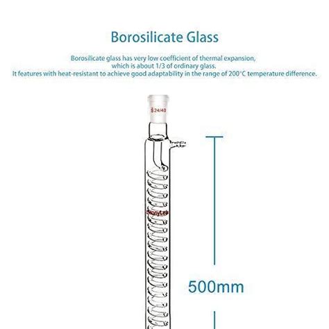 Borosilicate Glass Graham Condenser With 24 40 Joint 500mm Jacket