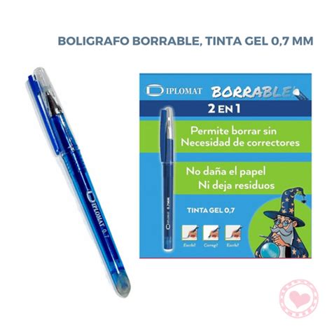 Boligrafo Gel Borrable Diplomat Tinta Azul X Mumi