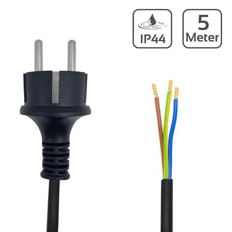 Netzkabel Ip Schwarz Adrig Mit Schutzkontaktstecker Cm