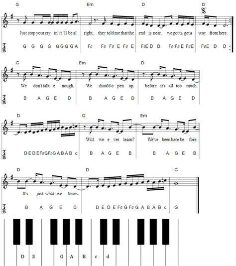 Sign Of The Times Piano Keyboard Letter Notes - Irish folk songs