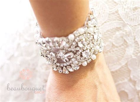 Items Similar To Crystal Bridal Bracelet Bridal Cuff Bracelet Bridal