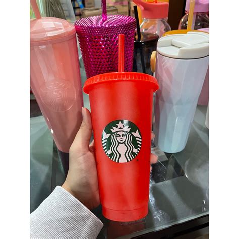 Starbucks Pink Grid Cold Cup 24oz Shopee Malaysia