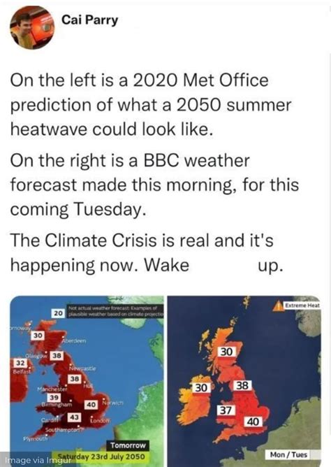 Cai Parry On The Left Is A 2020 Met Office Prediction Of What A 2050