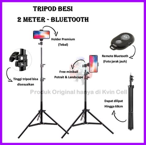 Tripod Handphone Meter Besi Plus Mini Ball Head Free Holder Hp Free