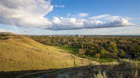 Boise Idaho Neighborhood Skyline After Rain In Spring View From Camels