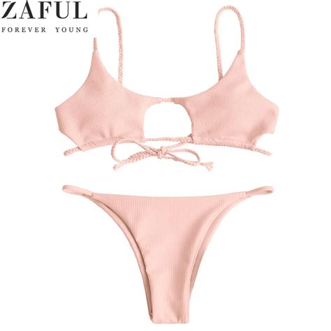 Aliexpress Buy ZAFUL Bikini Knotted Padded Thong Bikini Set Women