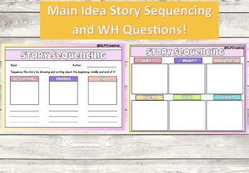 main idea sequencing charts  sequence   story retell wh