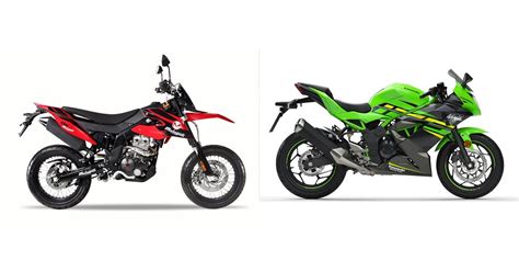 Motorrad Vergleich Malaguti XSM 125 Supermoto 2021 Vs Kawasaki Ninja