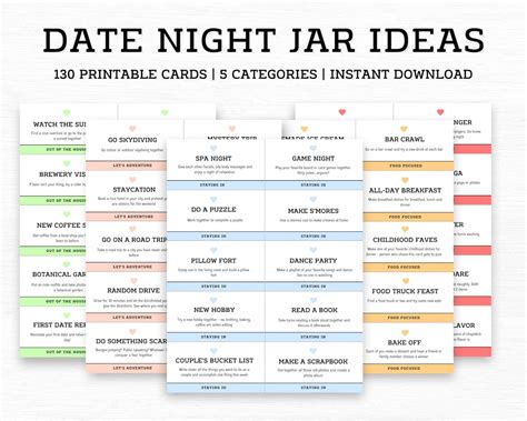 Date Night Jar Cards Date Night Jar Ideas Date Night Cards For Couples Couples T