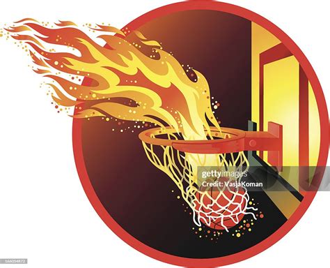 Basketball With Fire Trail In The Hoop High Res Vector Graphic Getty