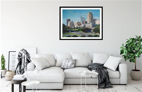 Raleigh, NC Skyline Painting. Downtown Raleigh, NC on a Sunny Afternoon ...