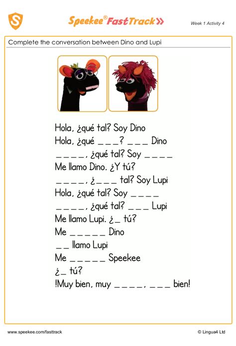 Simple Spanish Conversation Worksheet Spanish Conversation Practices