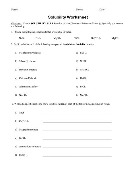 30 Solubility Rules Practice Worksheet Worksheets Decoomo