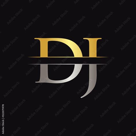 Initial Dj Letter Logo Design Vector With Gold And Silver Color Dj