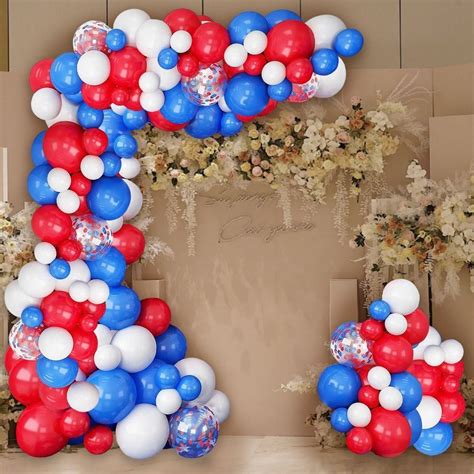 Latex 4th Of July Confetti Balloons Red White And Blue Balloon Arch Kit