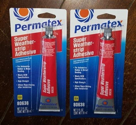 Lot Of 2 Tubes Of Permatex Super Weather Strip Adhesive 2oz Item