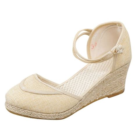 Wedges Slip On Sandals For Women Platform Wedges Women Ripple Linen Sandals Platform Wedge