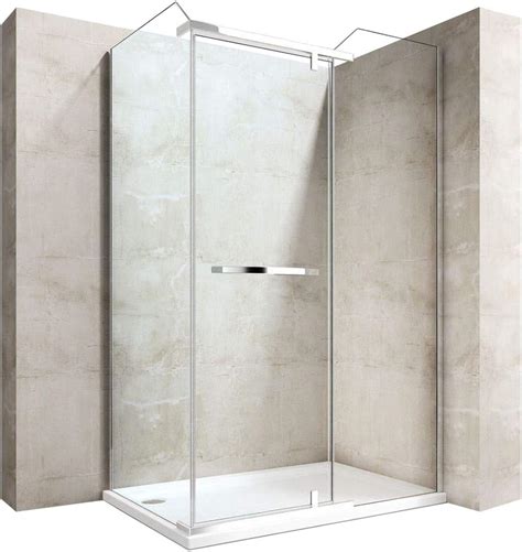 Durovin Bathrooms L Shape Rectangular Frameless Shower Enclosure