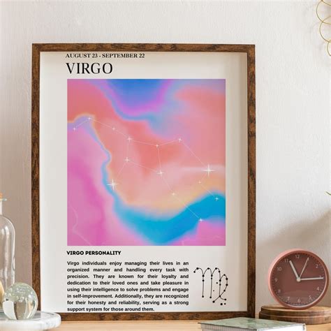 Virgo Wall Art Virgo Zodiac Print Zodiac Wall Art Astrology Poster Aura