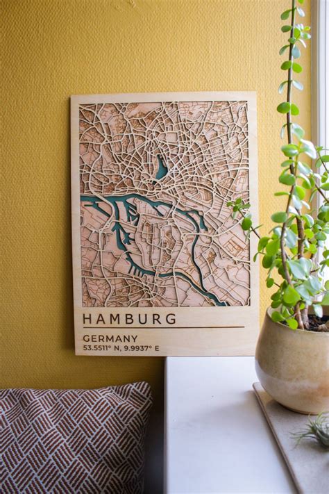 Hamburg Map Germany Map Wood Map Wall Art 3D City Map Wall Etsy