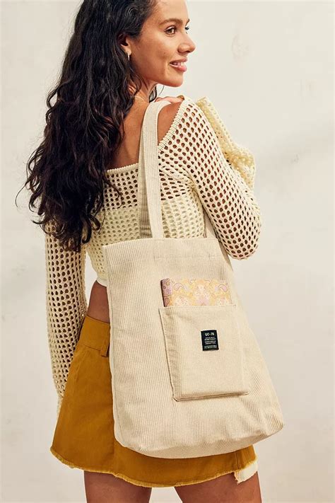 Uo Corduroy Pocket Tote Bag Urban Outfitters Uk