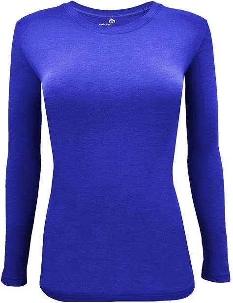 Natural Uniforms Women S Under Scrub Tee Crew Neck Long Sleeve T Shirt True Royal Blue X Small