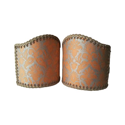 Wall Sconce Clip On Shield Shade Fortuny Fabric Delfino Melon