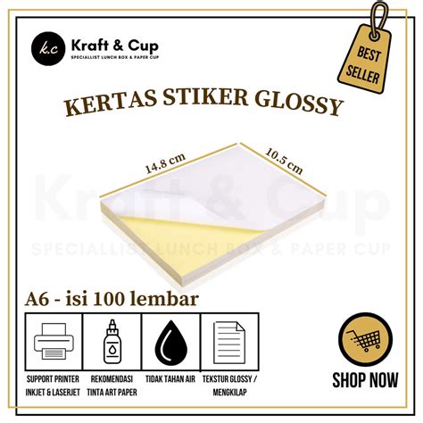 Jual Kertas Sticker A Glossy Isi Lembar Stiker Glossy A