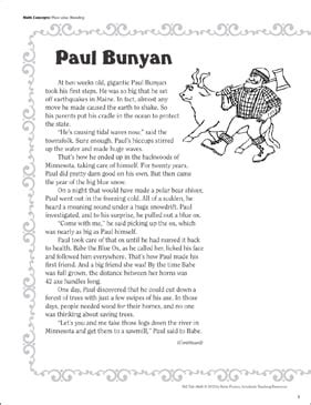 Free Printable Paul Bunyan Story