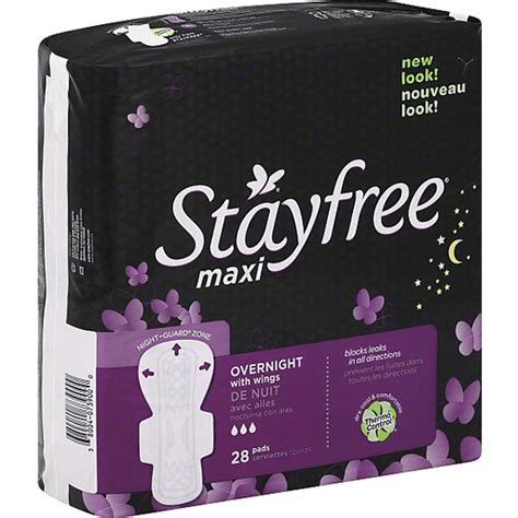 Stayfree Maxi Pads Overnight With Wings 28 Ct Cuidado Femenino Selectos